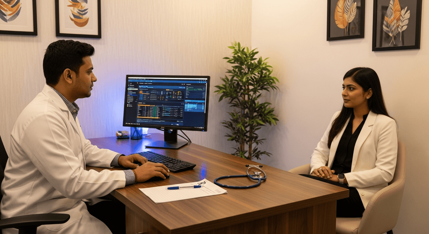 Modern Indian clinic with AI-powered management system